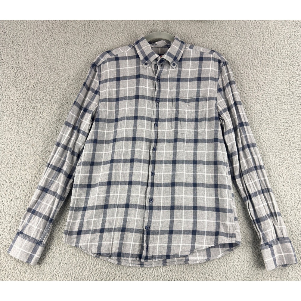 johnnie-O Fischer Shirt Mens S Gray Plaid Hangin Out Button Up JMWL7000